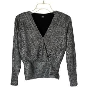 New Years Eve Christmas Holiday Party Metallic Wrap Top Womens Size XS